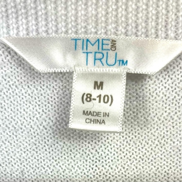 Time and Tru “Hello” Long Sleeve Pullover Sweater Shirt | Size 8-10 (Medium) - Picture 4 of 5